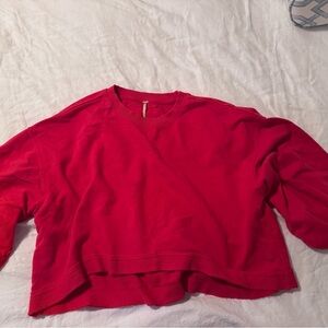 Free People Vibrant Red Cropped Sweatshirt